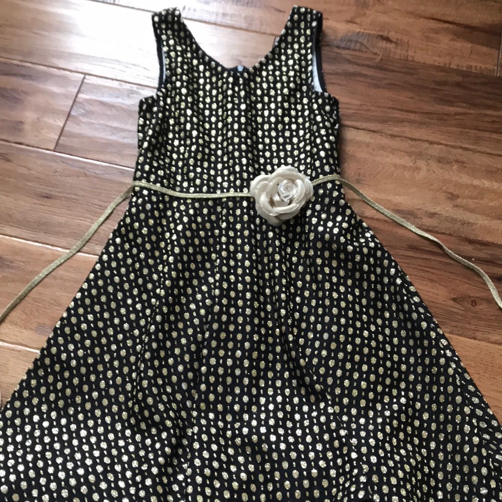 Black and Gold Girls Dress with Black Tull
